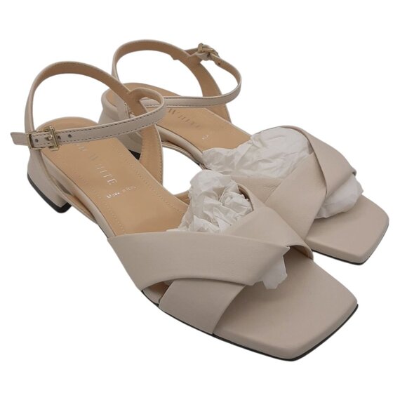 Ron White Brenna Ivory Nappa Leather Strappy Low Heel Sandals SZ 37.5 - Picture 2 of 13